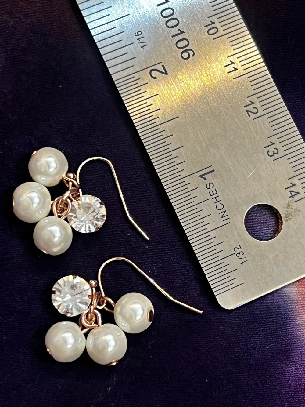 Pearl & Crystal Drop Earrings in Rose Gold